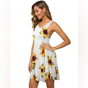 💜 2/30 Longyuan Whimsical Sunflower Cottage Sleeveless Dress Floral